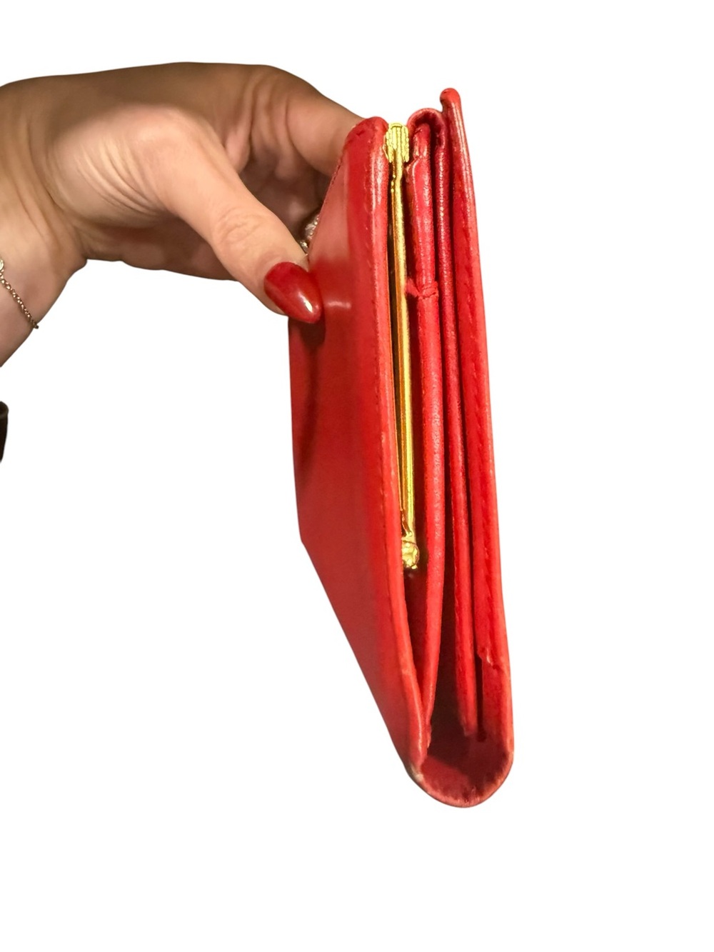 Vintage Gucci Red Leather GG Continental Wallet Clutch Kiss Lock Made in Italy - Picture 10 of 14